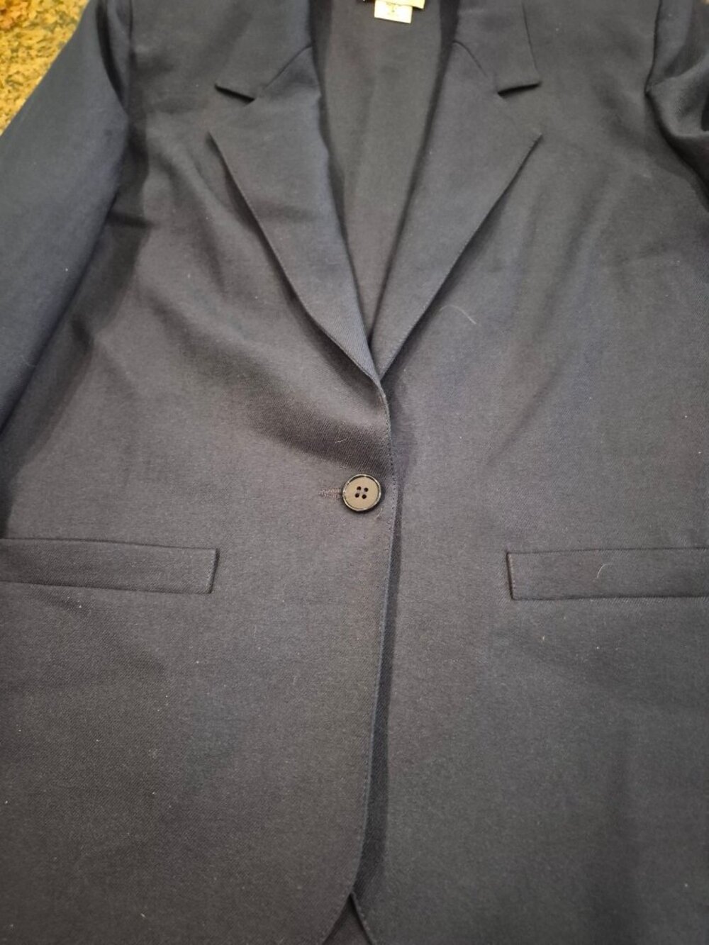 Haberdashery Navy Blue Petite Leslie Fay Blazer Size 8 Vintage USA Single Button - Picture 5 of 6